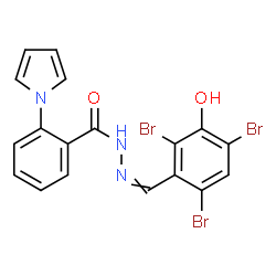 ChemSpider 2D Image | 2-(1H-Pyrrol-1-yl)-N'-(2,4,6-tribromo-3-hydroxybenzylidene)benzohydrazide | C18H12Br3N3O2