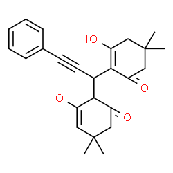 ChemSpider 2D Image | 3-Hydroxy-2-[1-(2-hydroxy-4,4-dimethyl-6-oxo-2-cyclohexen-1-yl)-3-phenyl-2-propyn-1-yl]-5,5-dimethyl-2-cyclohexen-1-one | C25H28O4