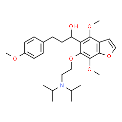 ChemSpider 2D Image | 1-{6-[2-(Diisopropylamino)ethoxy]-4,7-dimethoxy-1-benzofuran-5-yl}-3-(4-methoxyphenyl)-1-propanol | C28H39NO6