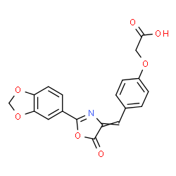 ChemSpider 2D Image | (4-{[2-(1,3-Benzodioxol-5-yl)-5-oxo-1,3-oxazol-4(5H)-ylidene]methyl}phenoxy)acetic acid | C19H13NO7