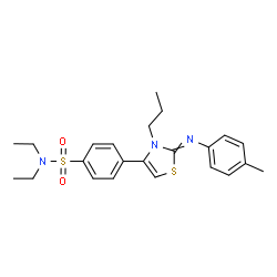 ChemSpider 2D Image | N,N-Diethyl-4-{2-[(4-methylphenyl)imino]-3-propyl-2,3-dihydro-1,3-thiazol-4-yl}benzenesulfonamide | C23H29N3O2S2