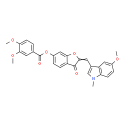 ChemSpider 2D Image | 2-[(5-Methoxy-1-methyl-1H-indol-3-yl)methylene]-3-oxo-2,3-dihydro-1-benzofuran-6-yl 3,4-dimethoxybenzoate | C28H23NO7