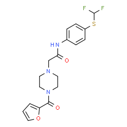ChemSpider 2D Image | N-{4-[(Difluoromethyl)sulfanyl]phenyl}-2-[4-(2-furoyl)-1-piperazinyl]acetamide | C18H19F2N3O3S