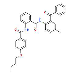 ChemSpider 2D Image | N-(2-Benzoyl-4-methylphenyl)-2-[(4-butoxybenzoyl)amino]benzamide | C32H30N2O4