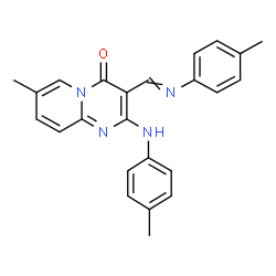 ChemSpider 2D Image | 7-Methyl-2-[(4-methylphenyl)amino]-3-{[(4-methylphenyl)imino]methyl}-4H-pyrido[1,2-a]pyrimidin-4-one | C24H22N4O