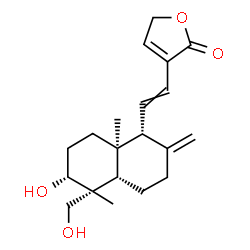 ChemSpider 2D Image | 3-{2-[(1R,4aS,5R,6R,8aR)-6-Hydroxy-5-(hydroxymethyl)-5,8a-dimethyl-2-methylenedecahydro-1-naphthalenyl]vinyl}-2(5H)-furanone | C20H28O4