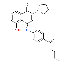ChemSpider 2D Image | Butyl 4-{[8-hydroxy-4-oxo-3-(1-pyrrolidinyl)-1(4H)-naphthalenylidene]amino}benzoate | C25H26N2O4