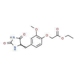 ChemSpider 2D Image | ethyl {4-[(2,5-dioxo-4-imidazolidinylidene)methyl]-2-methoxyphenoxy}acetate | C15H16N2O6