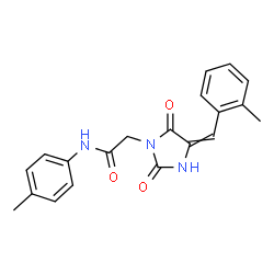 ChemSpider 2D Image | 2-[4-(2-methylbenzylidene)-2,5-dioxo-1-imidazolidinyl]-N-(4-methylphenyl)acetamide | C20H19N3O3