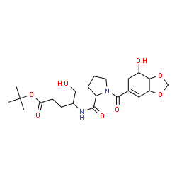 ChemSpider 2D Image | 2-Methyl-2-propanyl 5-hydroxy-4-({1-[(7-hydroxy-3a,6,7,7a-tetrahydro-1,3-benzodioxol-5-yl)carbonyl]prolyl}amino)pentanoate | C22H34N2O8