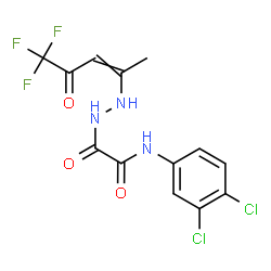 ChemSpider 2D Image | N-(3,4-Dichlorophenyl)-2-oxo-2-[2-(5,5,5-trifluoro-4-oxo-2-penten-2-yl)hydrazino]acetamide | C13H10Cl2F3N3O3