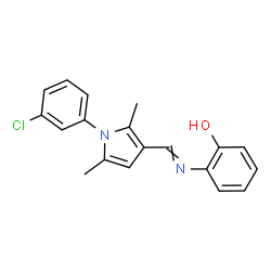 ChemSpider 2D Image | 2-({[1-(3-chlorophenyl)-2,5-dimethyl-1H-pyrrol-3-yl]methylene}amino)phenol | C19H17ClN2O