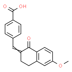 ChemSpider 2D Image | 4-[(6-Methoxy-1-oxo-3,4-dihydro-2(1H)-naphthalenylidene)methyl]benzoic acid | C19H16O4
