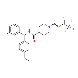 ChemSpider 2D Image | N-[(4-Ethylphenyl)(3-fluorophenyl)methyl]-1-(4,4,4-trifluoro-3-oxo-1-buten-1-yl)-4-piperidinecarboxamide | C25H26F4N2O2