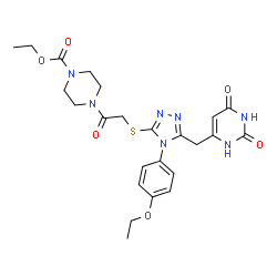 ChemSpider 2D Image | Ethyl 4-[({5-[(2,6-dioxo-1,2,3,6-tetrahydro-4-pyrimidinyl)methyl]-4-(4-ethoxyphenyl)-4H-1,2,4-triazol-3-yl}sulfanyl)acetyl]-1-piperazinecarboxylate | C24H29N7O6S