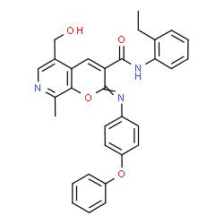ChemSpider 2D Image | N-(2-Ethylphenyl)-5-(hydroxymethyl)-8-methyl-2-[(4-phenoxyphenyl)imino]-2H-pyrano[2,3-c]pyridine-3-carboxamide | C31H27N3O4