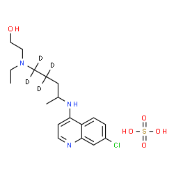 ChemSpider 2D Image | 2-[{4-[(7-Chloro-4-quinolinyl)amino](1,1,2,2-~2~H_4_)pentyl}(ethyl)amino]ethanol sulfate (1:1) | C18H24D4ClN3O5S