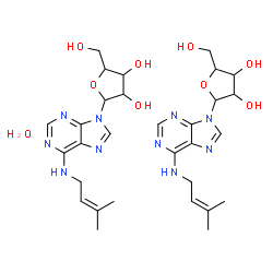 ChemSpider 2D Image | N-(3-Methyl-2-buten-1-yl)-9-pentofuranosyl-9H-purin-6-amine hydrate (2:1) | C30H44N10O9