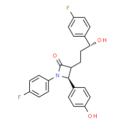 ChemSpider 2D Image | (4S)-1-(4-Fluorophenyl)-3-[(3R)-3-(4-fluorophenyl)-3-hydroxypropyl]-4-(4-hydroxyphenyl)-2-azetidinone | C24H21F2NO3