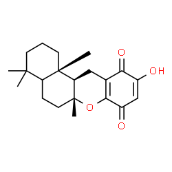 ChemSpider 2D Image | (6aR,12aR,12bS)-10-Hydroxy-4,4,6a,12b-tetramethyl-1,3,4,4a,5,6,6a,12,12a,12b-decahydro-2H-benzo[a]xanthene-8,11-dione | C21H28O4