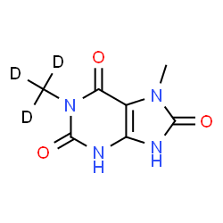ChemSpider 2D Image | 7-Methyl-1-(~2~H_3_)methyl-7,9-dihydro-1H-purine-2,6,8(3H)-trione | C7H5D3N4O3