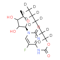 ChemSpider 2D Image | 1-(5-Deoxy-beta-D-glycero-pentofuranosyl)-5-fluoro-4-({[(~2~H_11_)pentyloxy]carbonyl}amino)-2(1H)-pyrimidinone | C15H11D11FN3O6