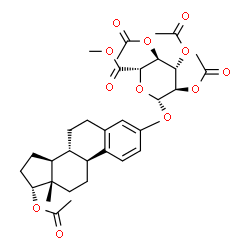 ChemSpider 2D Image | (17alpha)-17-Acetoxyestra-1,3,5(10)-trien-3-yl methyl 2,3,4-tri-O-acetyl-beta-D-glucopyranosiduronate | C33H42O12