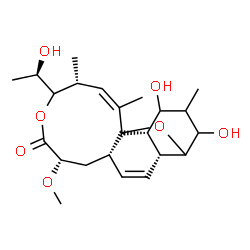 ChemSpider 2D Image | (1S,6R,7S,8R,11S,13S,17R,18Z)-4,6-Dihydroxy-16-[(1R)-1-hydroxyethyl]-13-methoxy-5,17,19-trimethyl-2,15-dioxatetracyclo[9.8.0.0~1,7~.0~3,8~]nonadeca-9,18-dien-14-one | C23H34O7
