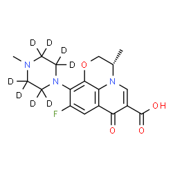 ChemSpider 2D Image | (3S)-9-Fluoro-3-methyl-10-[4-methyl(~2~H_8_)-1-piperazinyl]-7-oxo-2,3-dihydro-7H-[1,4]oxazino[2,3,4-ij]quinoline-6-carboxylic acid | C18H12D8FN3O4