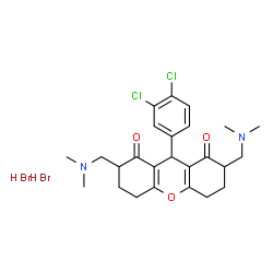 ChemSpider 2D Image | 9-(3,4-Dichlorophenyl)-2,7-bis[(dimethylamino)methyl]-3,4,5,6,7,9-hexahydro-1H-xanthene-1,8(2H)-dione dihydrobromide | C25H32Br2Cl2N2O3