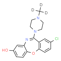 ChemSpider 2D Image | 2-Chloro-11-[4-(~2~H_3_)methyl-1-piperazinyl]dibenzo[b,f][1,4]oxazepin-8-ol | C18H15D3ClN3O2