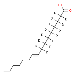 ChemSpider 2D Image | (9E)-(2,2,3,3,4,4,5,5,6,6,7,7,8,8-~2~H_14_)-9-Hexadecenoic acid | C16H16D14O2