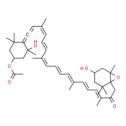 ChemSpider 2D Image | (9'cis,13'cis)-3,5'-Dihydroxy-8-oxo-6',7'-didehydro-5,5',6,6',7,8-hexahydro-5,6-epoxy-beta,beta-caroten-3'-yl acetate | C42H58O6