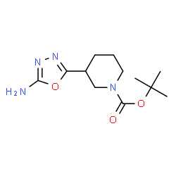 ChemSpider 2D Image | 2-Methyl-2-propanyl 3-(5-amino-1,3,4-oxadiazol-2-yl)-1-piperidinecarboxylate | C12H20N4O3