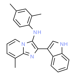 ChemSpider 2D Image | N-(2,4-Dimethylphenyl)-2-(1H-indol-3-yl)-8-methylimidazo[1,2-a]pyridin-3-amine | C24H22N4