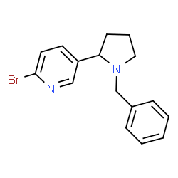 ChemSpider 2D Image | 5-(1-Benzyl-2-pyrrolidinyl)-2-bromopyridine | C16H17BrN2