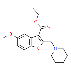 ChemSpider 2D Image | Ethyl 5-methoxy-2-(1-piperidinylmethyl)-1-benzofuran-3-carboxylate | C18H23NO4