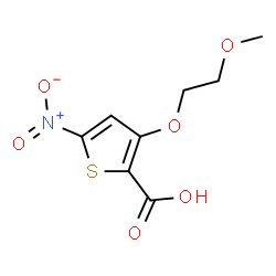 ChemSpider 2D Image | 3-(2-Methoxyethoxy)-5-nitro-2-thiophenecarboxylic acid | C8H9NO6S