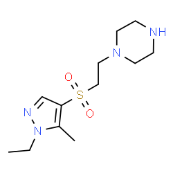 ChemSpider 2D Image | 1-{2-[(1-Ethyl-5-methyl-1H-pyrazol-4-yl)sulfonyl]ethyl}piperazine | C12H22N4O2S