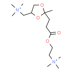 ChemSpider 2D Image | N,N,N-Trimethyl-2-[(3-{2-methyl-4-[(trimethylammonio)methyl]-1,3-dioxolan-2-yl}propanoyl)oxy]ethanaminium | C16H34N2O4