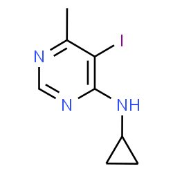 ChemSpider 2D Image | N-Cyclopropyl-5-iodo-6-methyl-4-pyrimidinamine | C8H10IN3