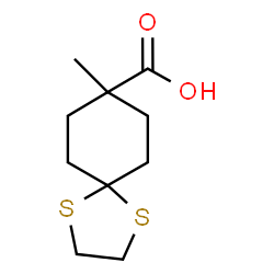 ChemSpider 2D Image | 8-Methyl-1,4-dithiaspiro[4.5]decane-8-carboxylic acid | C10H16O2S2