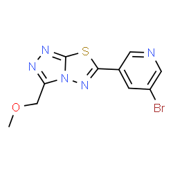 ChemSpider 2D Image | 6-(5-Bromo-3-pyridinyl)-3-(methoxymethyl)[1,2,4]triazolo[3,4-b][1,3,4]thiadiazole | C10H8BrN5OS
