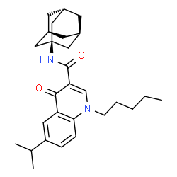 ChemSpider 2D Image | N-[(3s,5s,7s)-Adamantan-1-yl]-6-isopropyl-4-oxo-1-pentyl-1,4-dihydro-3-quinolinecarboxamide | C28H38N2O2