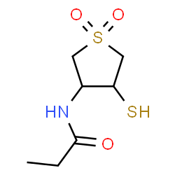 ChemSpider 2D Image | N-(1,1-Dioxido-4-sulfanyltetrahydro-3-thiophenyl)propanamide | C7H13NO3S2