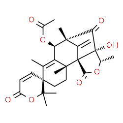 ChemSpider 2D Image | (1R,2R,5S,8R,9R,11S,12S)-11-Hydroxy-2,2',2',6,9,12-hexamethyl-15-methylene-6',10,14-trioxo-6'H-spiro[13-oxatetracyclo[7.5.1.0~1,11~.0~2,7~]pentadec-6-ene-5,3'-pyran]-8-yl acetate | C27H32O8