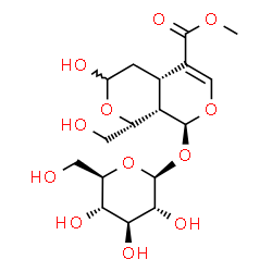 ChemSpider 2D Image | Methyl (1R,4aS,8S,8aS)-8-(beta-D-glucopyranosyloxy)-3-hydroxy-1-(hydroxymethyl)-4,4a,8,8a-tetrahydro-1H,3H-pyrano[3,4-c]pyran-5-carboxylate | C17H26O12