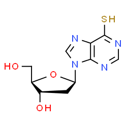 ChemSpider 2D Image | 9-(2-Deoxy-beta-D-erythro-pentofuranosyl)-9H-purine-6-thiol | C10H12N4O3S