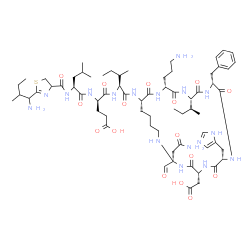 ChemSpider 2D Image | N-{[2-(1-Amino-2-methylbutyl)-4,5-dihydro-1,3-thiazol-4-yl]carbonyl}-L-leucyl-D-alpha-glutamyl-N-[(2S,5R,8S,11R,14S,17R,20S)-2-(2-amino-2-oxoethyl)-17-(3-aminopropyl)-11-benzyl-14-[(2S)-2-butanyl]-5-(
carboxymethyl)-2-formyl-8-(1H-imidazol-5-ylmethyl)-4,7,10,13,16,19-hexaoxo-1,3,6,9,12,15,18-heptaazacyclotetracosan-20-yl]-L-isoleucinamide | C66H103N17O16S