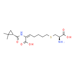 ChemSpider 2D Image | (2E)-7-{[(2R)-2-Amino-2-carboxyethyl]sulfanyl}-2-({[(1S)-2,2-dimethylcyclopropyl]carbonyl}amino)-2-heptenoic acid | C16H26N2O5S